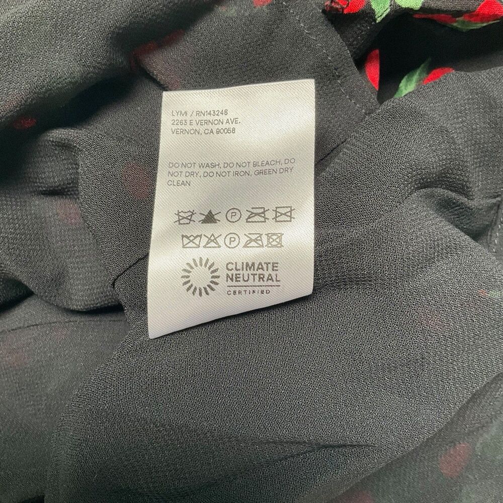Reformation Black Red Floral Mini Dress Long Sleeve Romantic Cottagecore - Picture 7 of 7